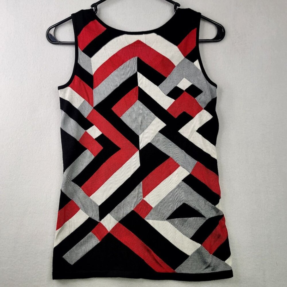 Rondina New York Sleeveless Wool Silk Tank Top S White Black Geometric Capsule